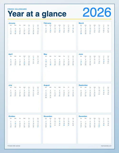 2026 Classic Calendar printable calendar