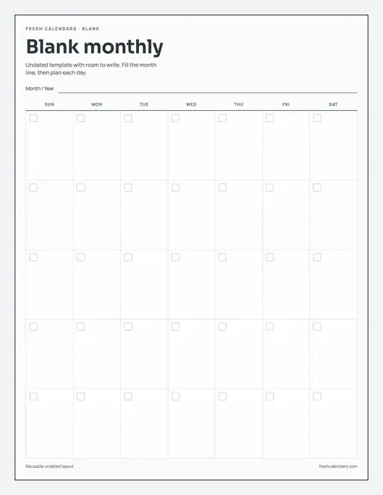 Classic Blank Calendar printable calendar