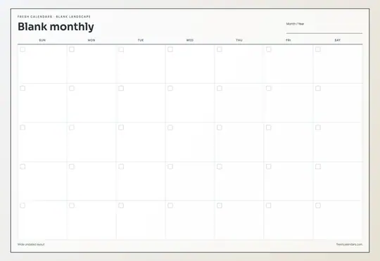 Landscape Blank Calendar printable calendar