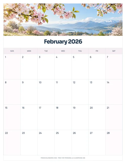 February 2026 printable calendar