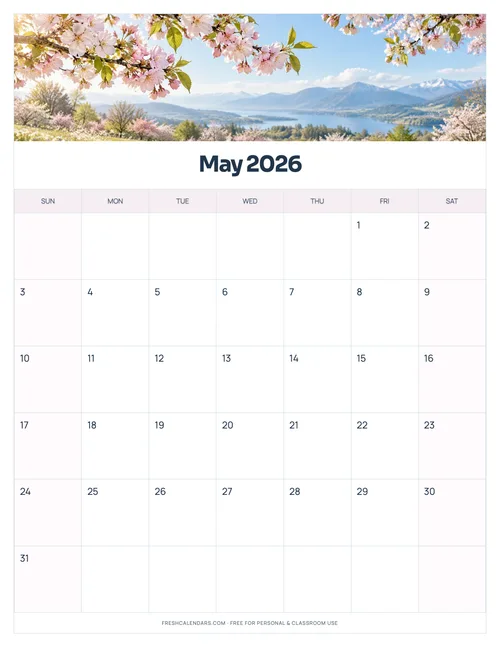 May 2026 printable calendar