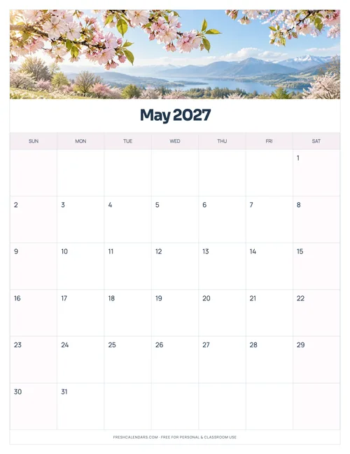 May 2027 printable calendar