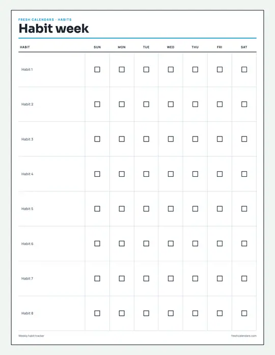Habit Tracker Week Planner printable calendar