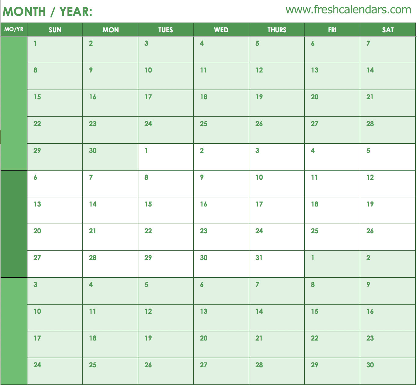 Blank Calendar Weekly Planner with line
