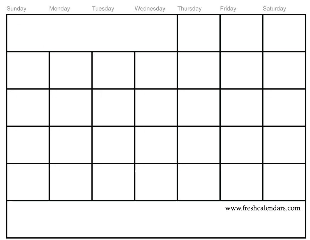 Calendar of Blank Templates With Extra Spaces