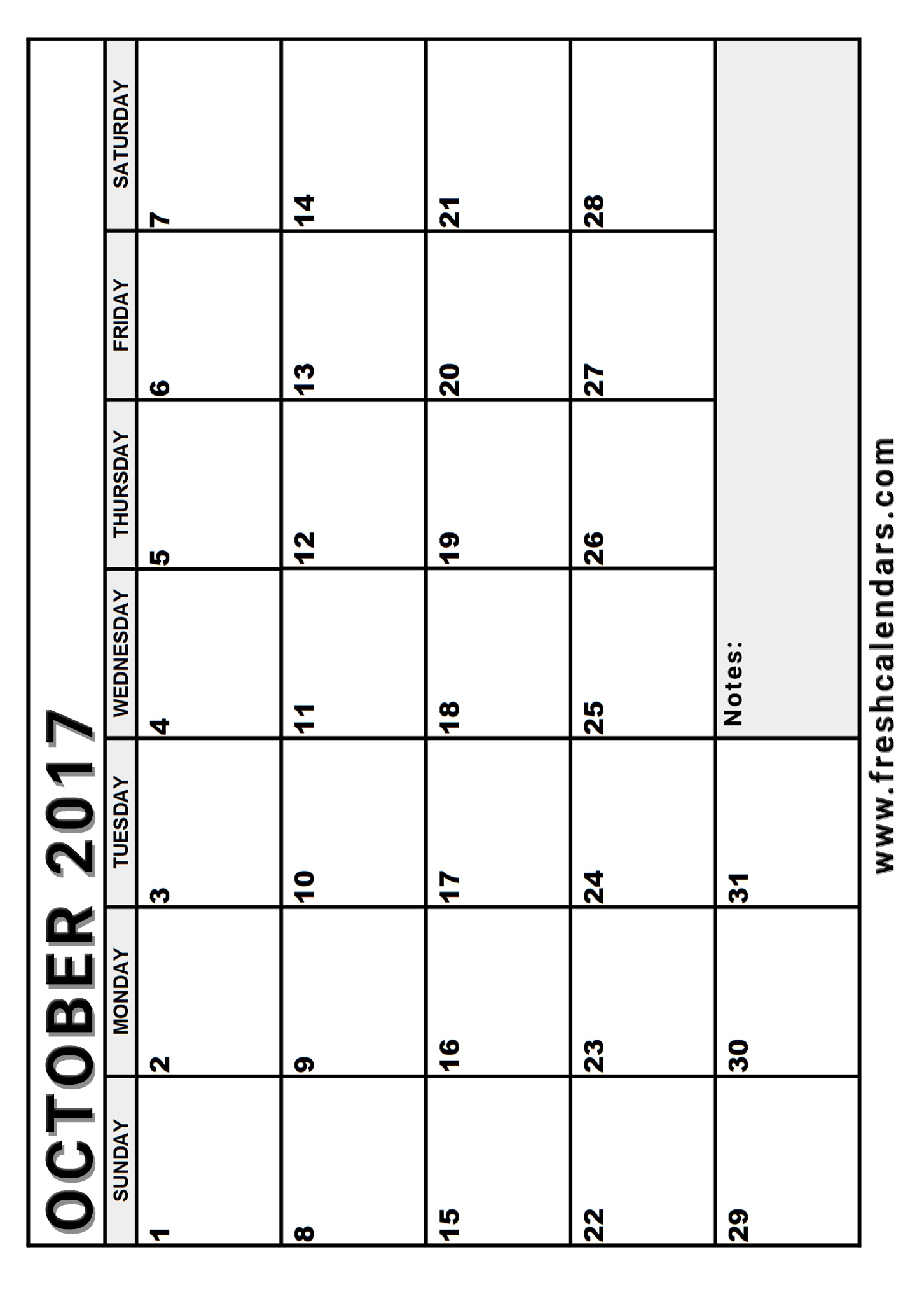 october calendar template