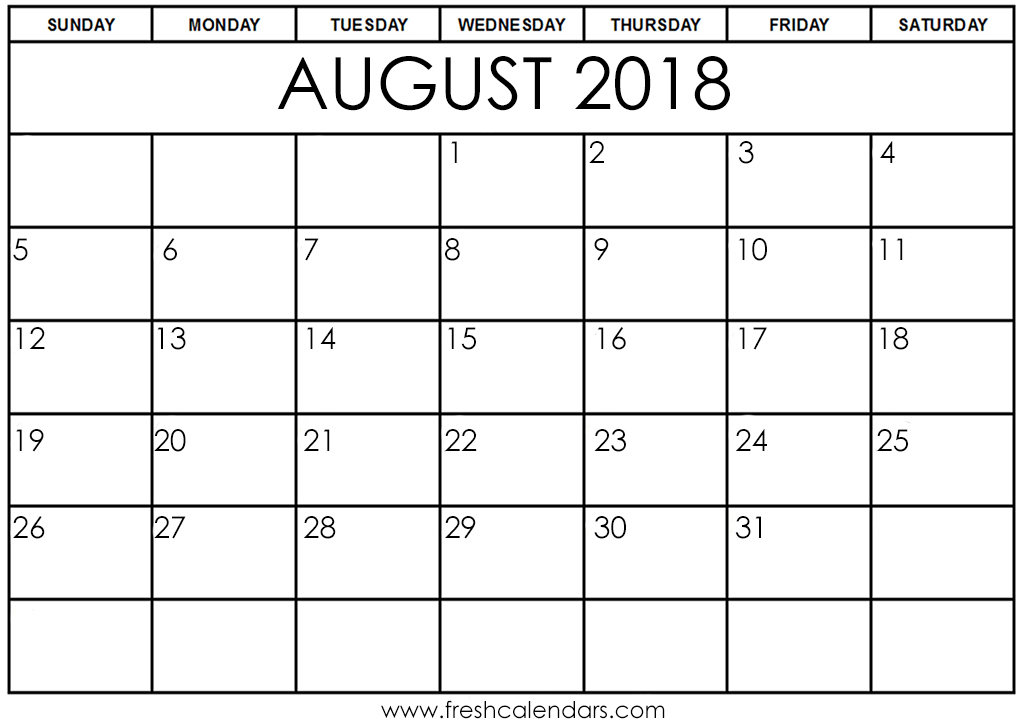 Free 5 August 2018 Calendar Printable Template Source