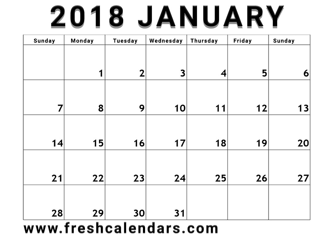 15 Best January 2018 Calendar Printable Templates