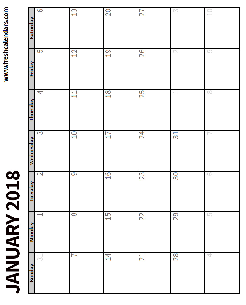 january 2018 calendar