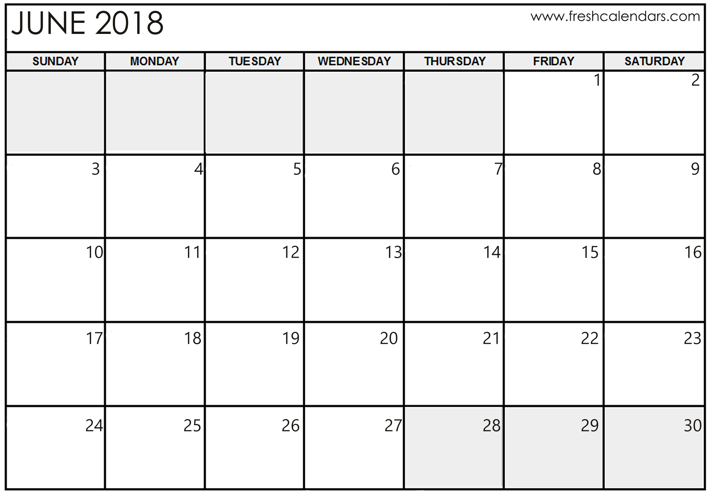 Free 5  June 2018 Calendar Printable Template Source Template