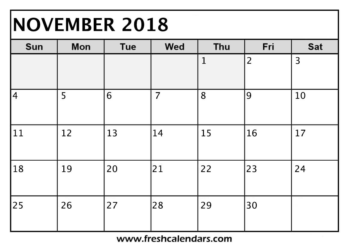 15 Best November 2018 Calendar Printable Templates