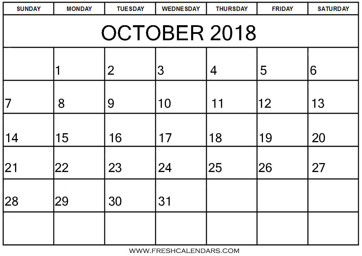 October 2018 Calendars Free Download Online