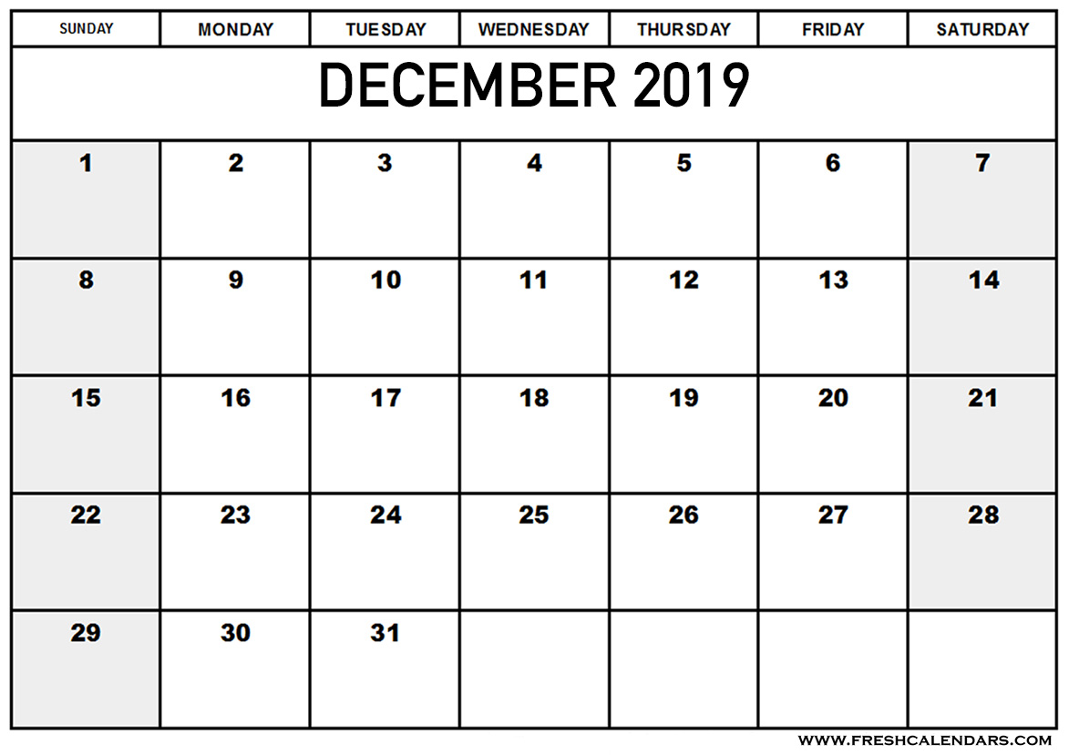 December 2019 Calendar