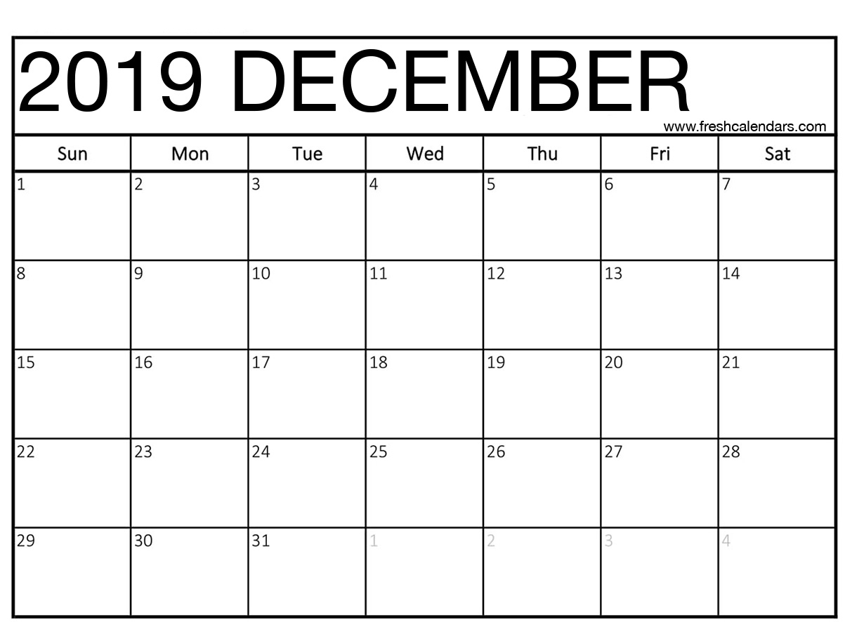 December Printable Calendar Templates