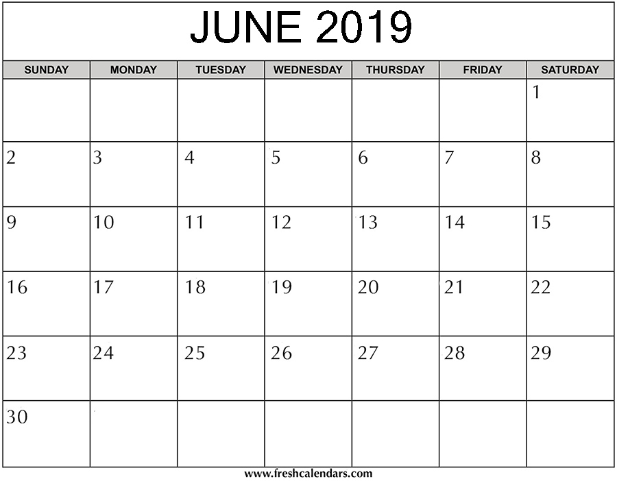 June 2019 Calendar Online Free PDF Word Excel