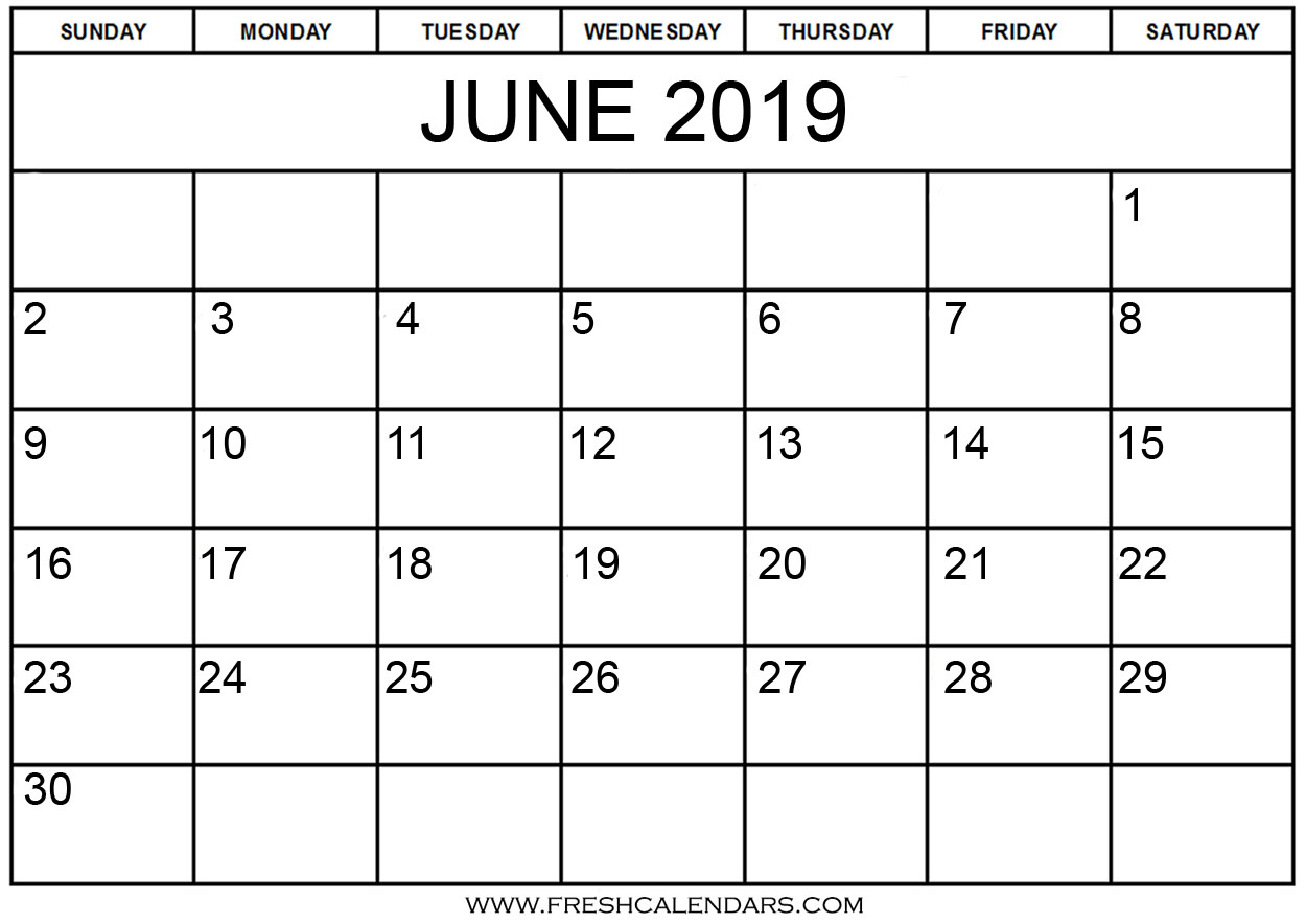 june 2019 calendar