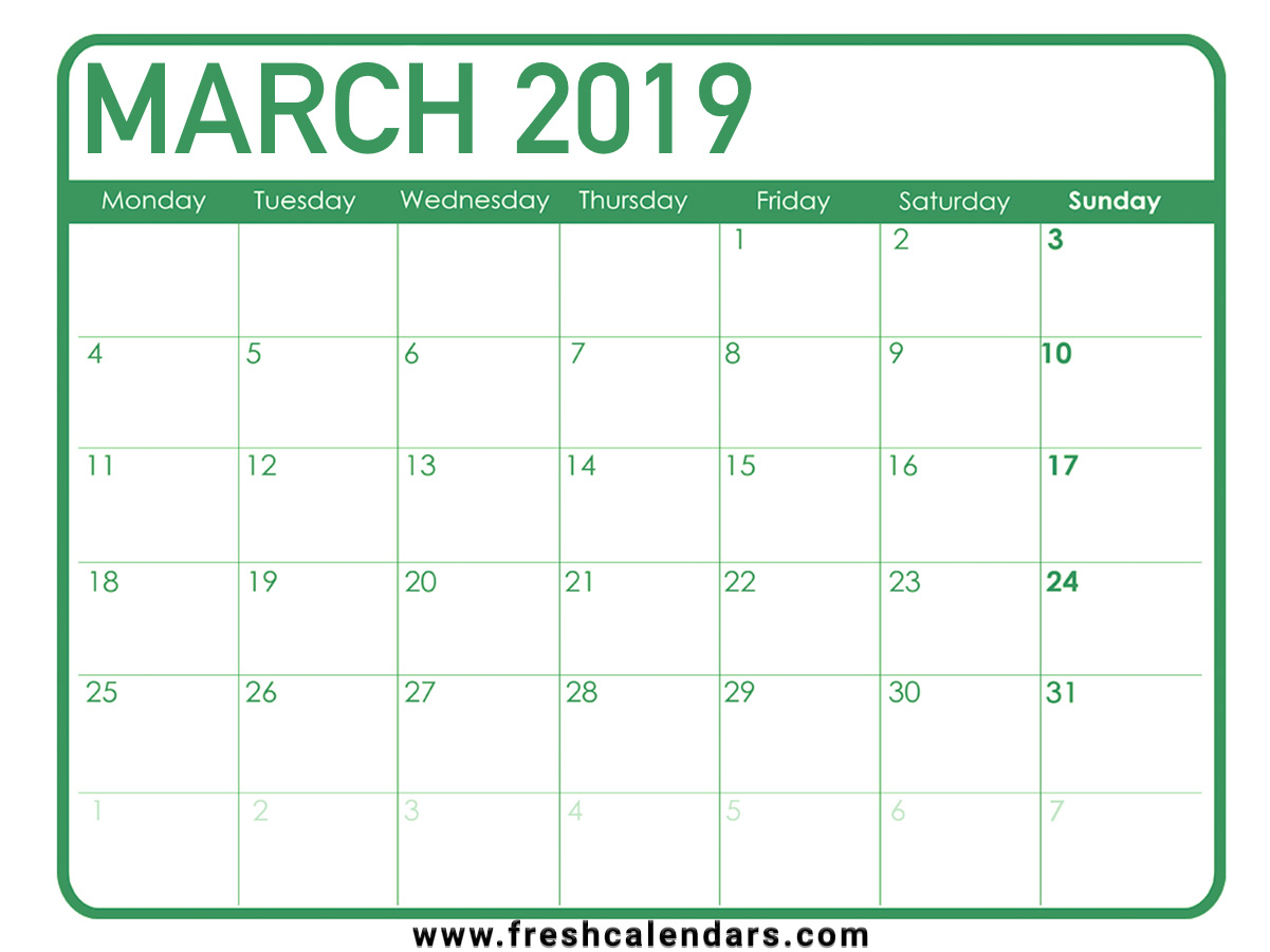 March Calendar 2019