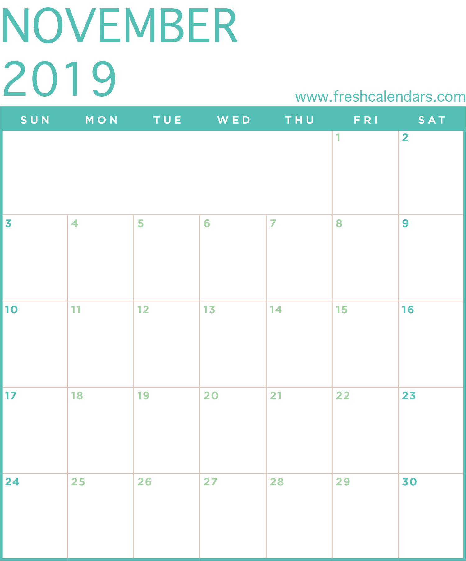 November 2019 Calendar Green