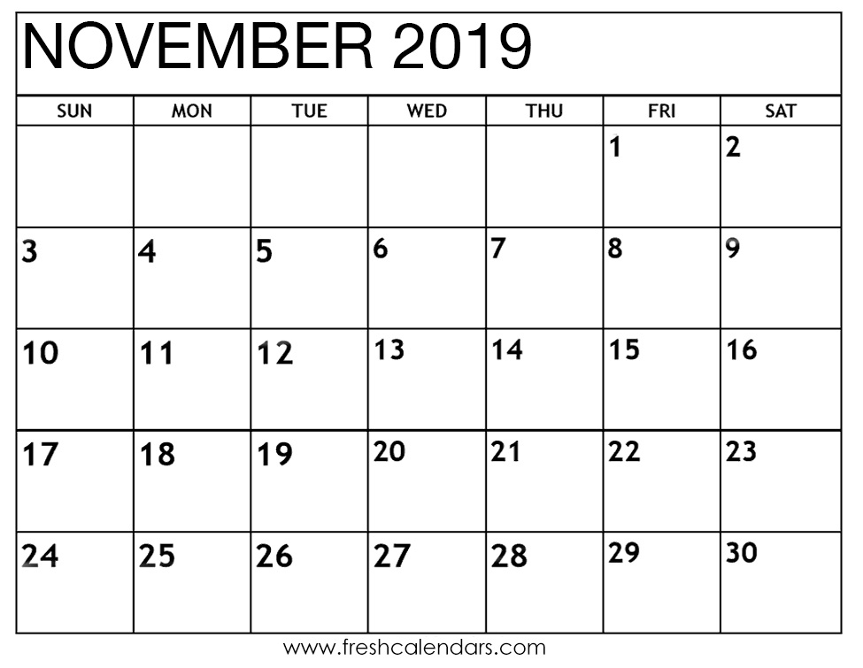 November 2019 Calendar Printable
