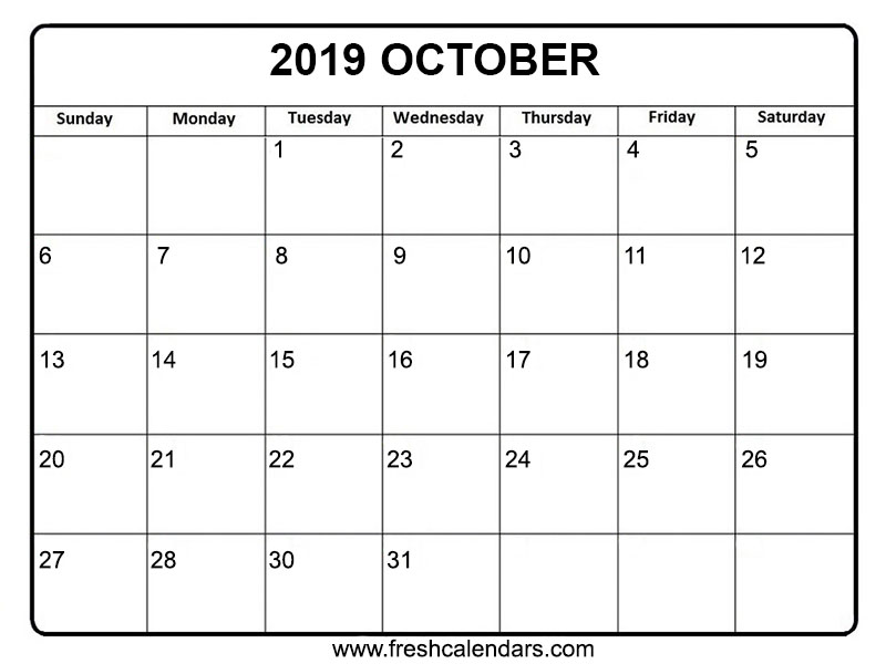 October 2019 Calendar