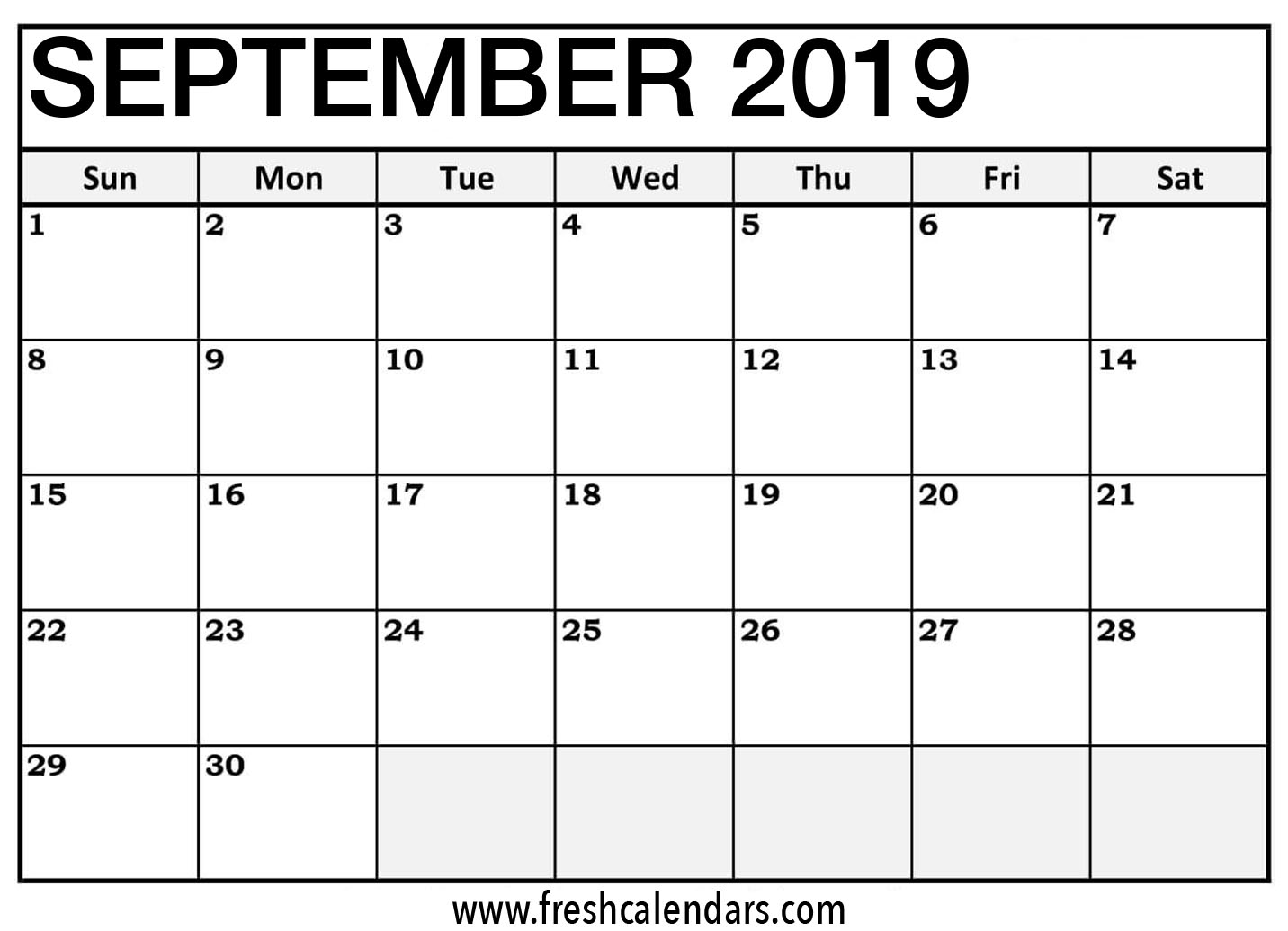 Sep 2019 Calendar Printable Templates