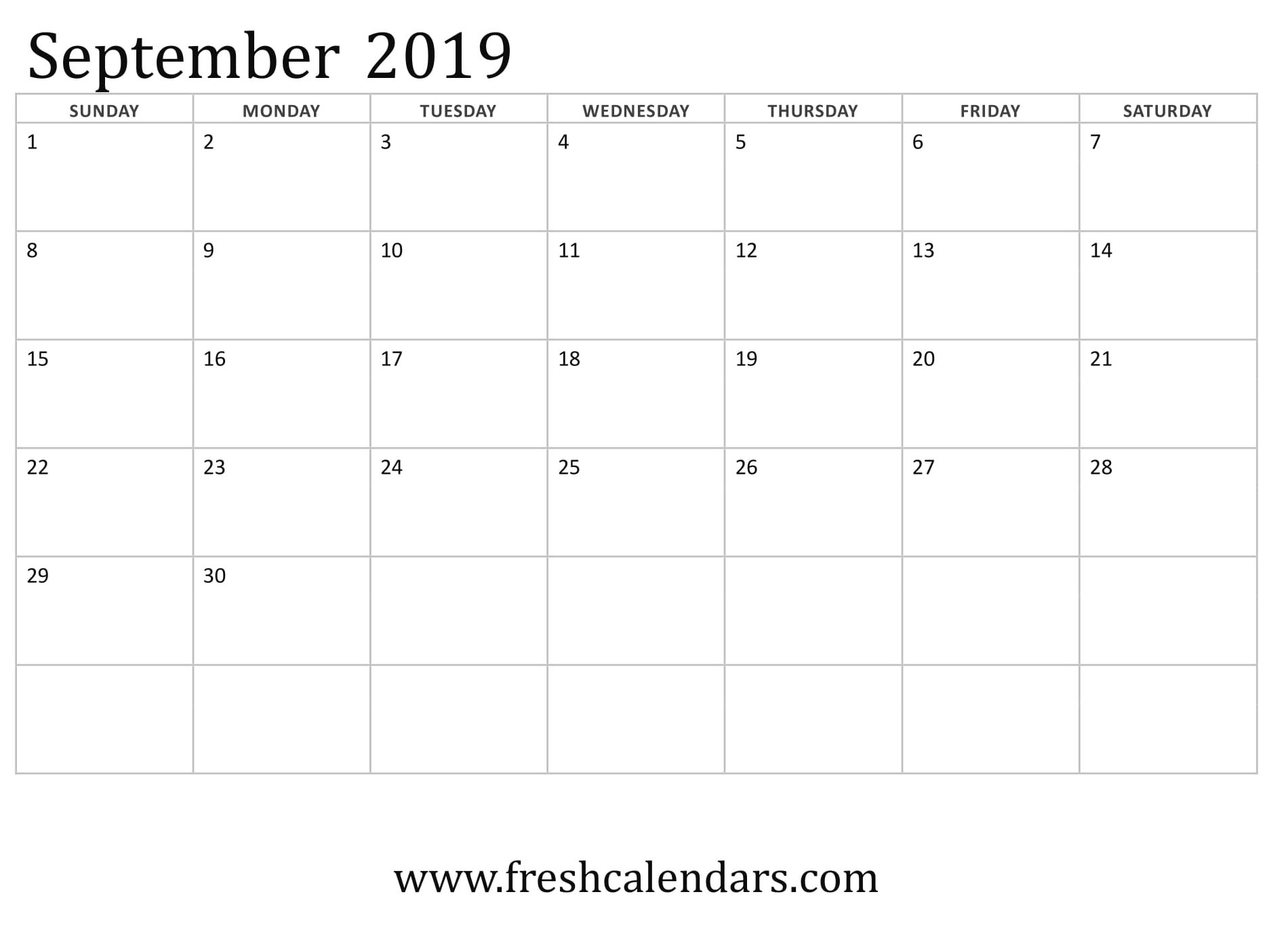 september 2019 calendar template libreoffice