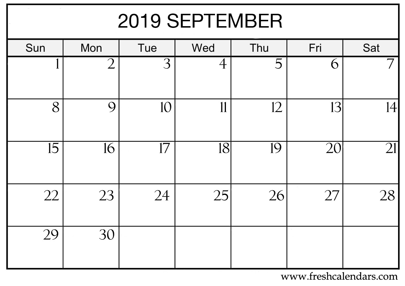 sep 2019 printable template