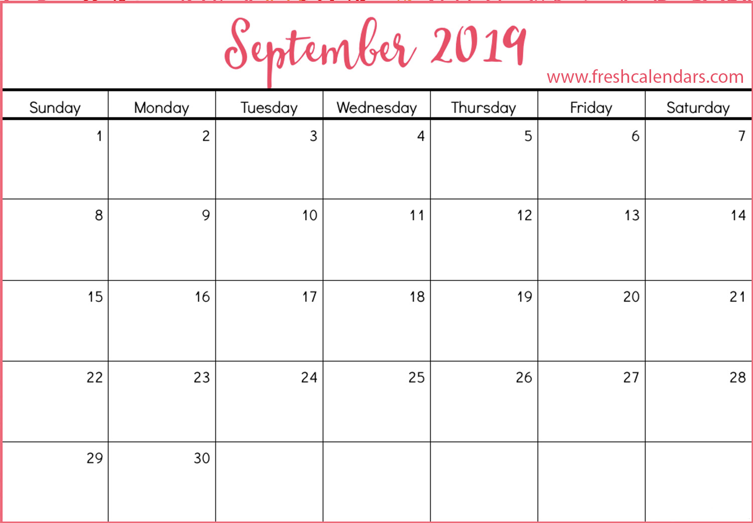 september 2019 online calendar