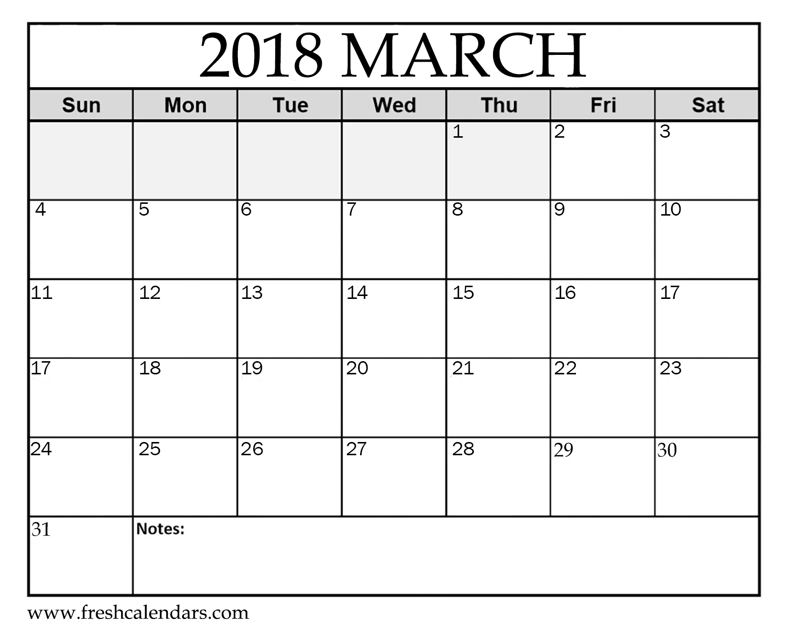 March 2018 Calendar Pdf