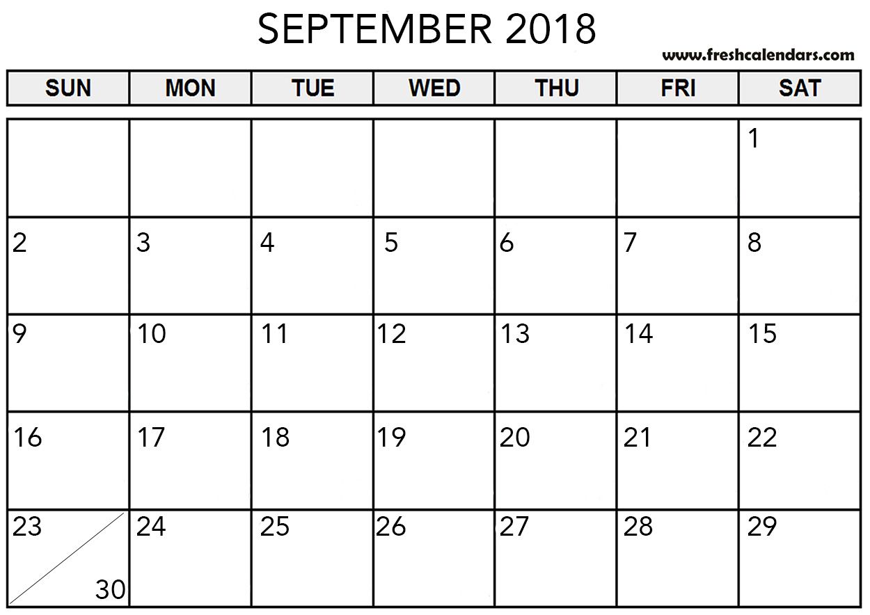 September 2018 Calendar Printable