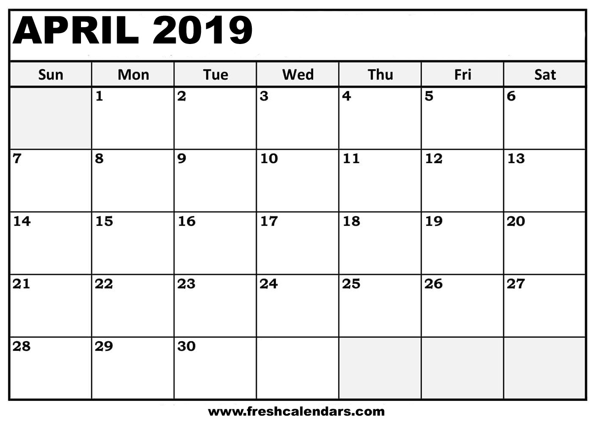  April  2019  Calendar  Printable Fresh Calendars 