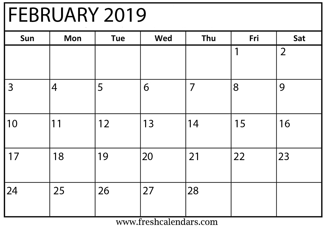 February Printable Calendar