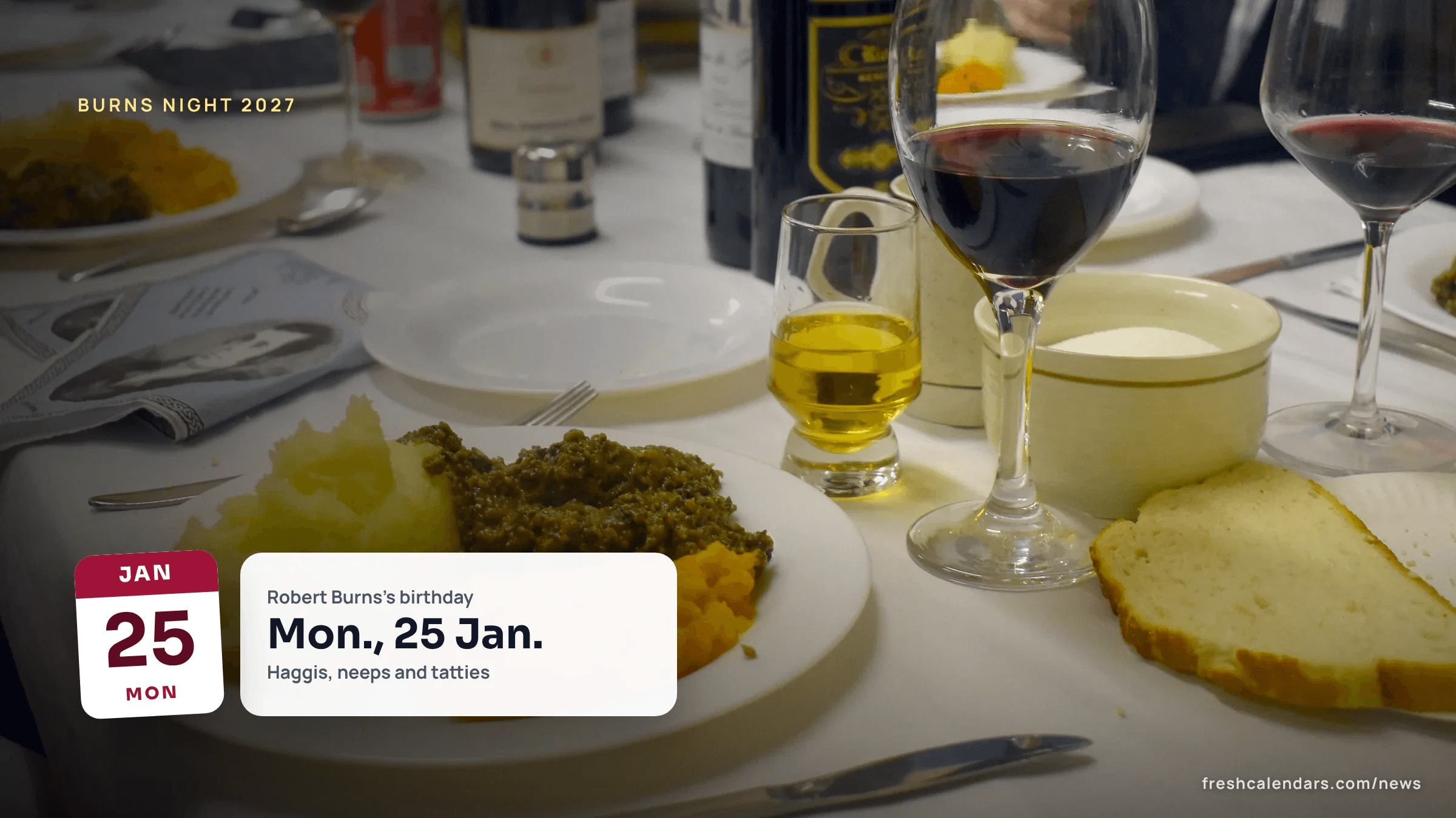 A Burns supper meal on a table, file photo for Burns Night 2027 on 25 January