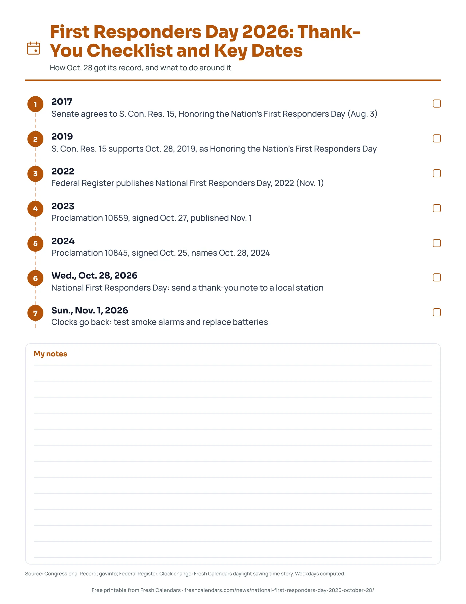 First Responders Day 2026: Thank-You Checklist and Key Dates First Responders Day 2026 Thank-You Checklist and Key Dates printable