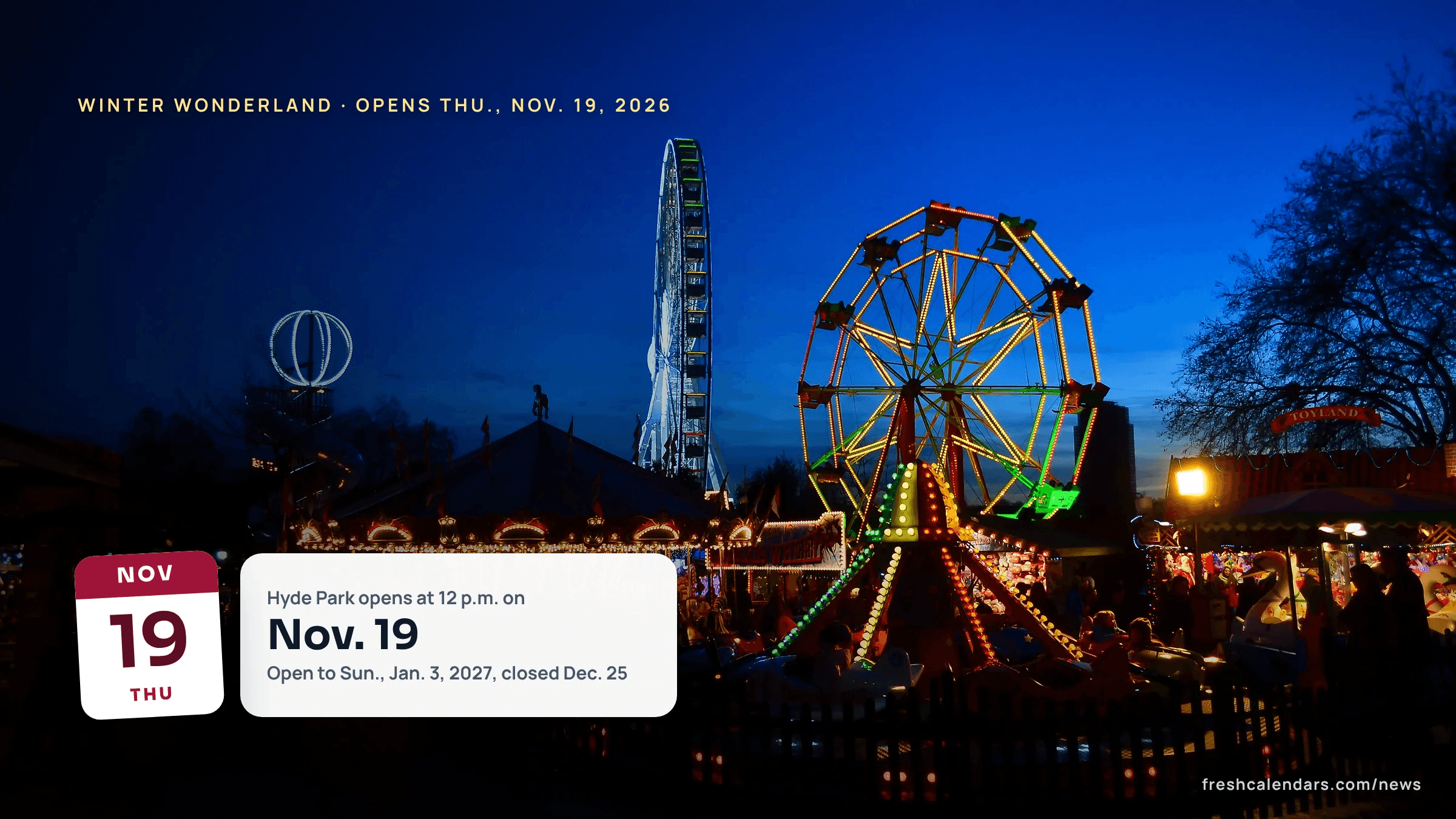 Rides and stalls at Hyde Park Winter Wonderland in London, file photo from 2011