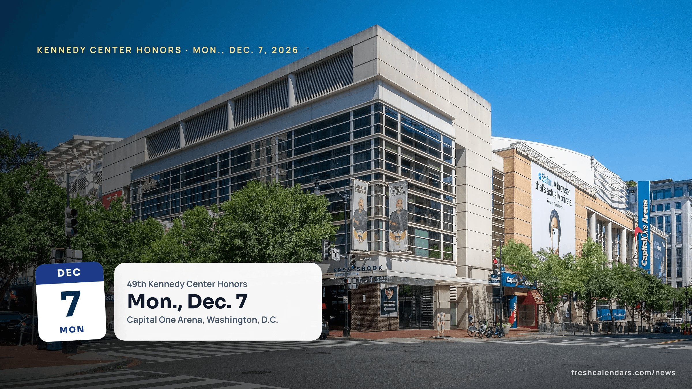 Capital One Arena in downtown Washington, D.C., site of the Kennedy Center Honors 2026