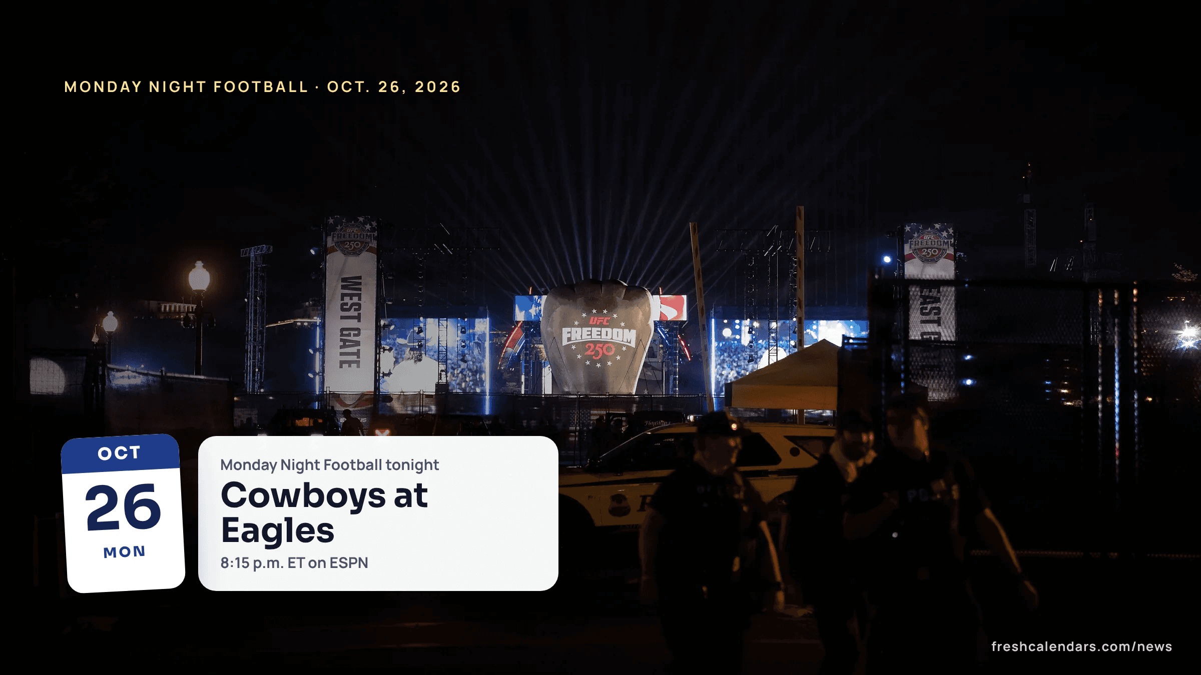Monday Night Football: Cowboys at Eagles on Oct. 26, 2026; the field and stands of Lincoln Financial Field in Philadelphia
