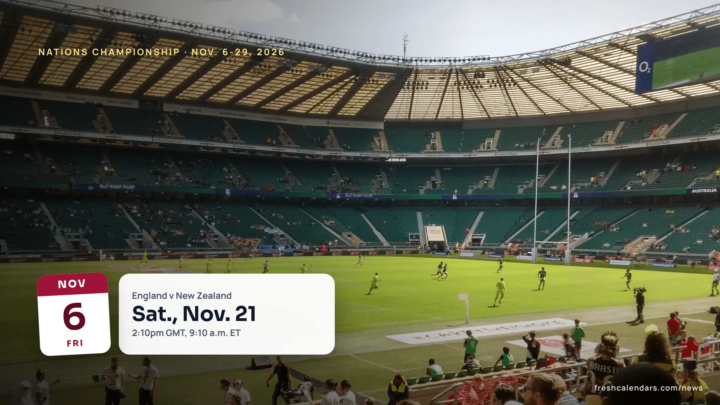 Nations Championship November 2026 fixtures: the stands and pitch at Twickenham Stadium, host of Finals Weekend