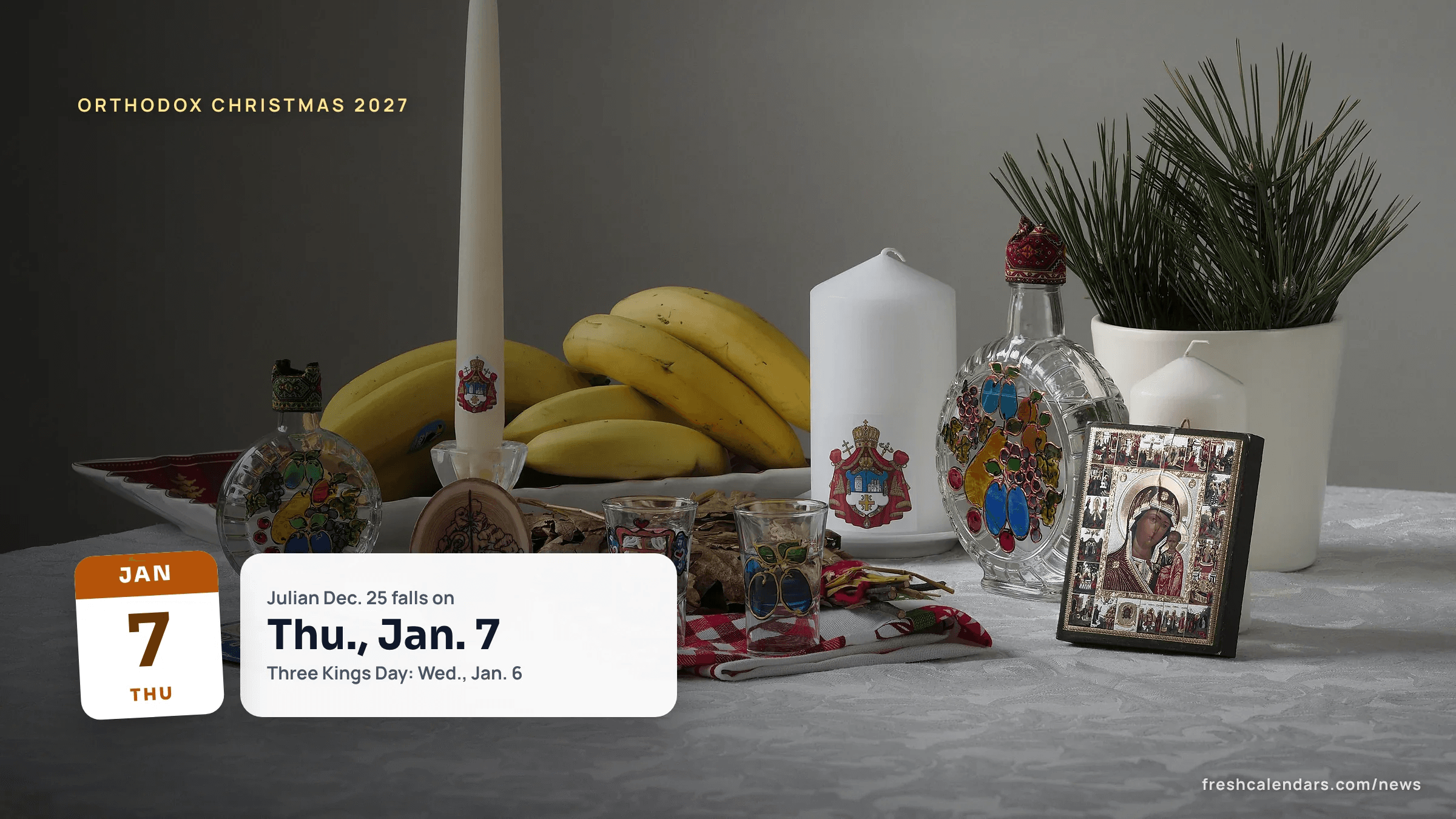 A Badnjak Christmas Eve table set for Serbian Christmas, a file photo for Orthodox Christmas 2027 on January 7