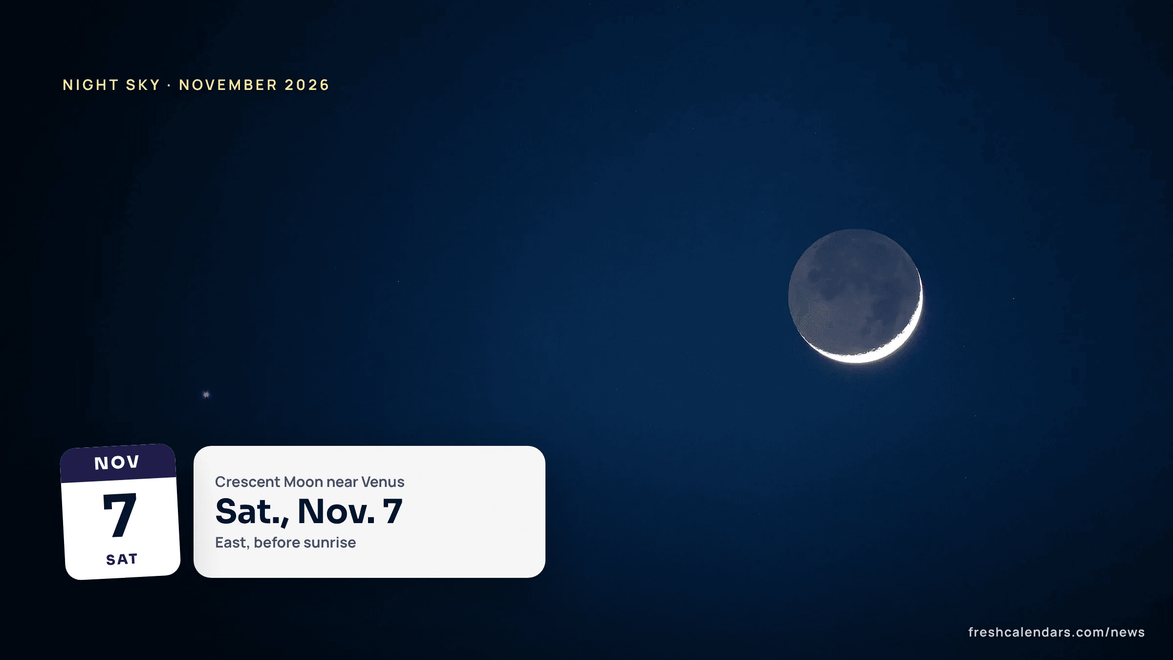 Planets visible in November 2026: the Moon and Venus close together in the sky, in a NASA photo of an earlier Moon and Venus conjunction