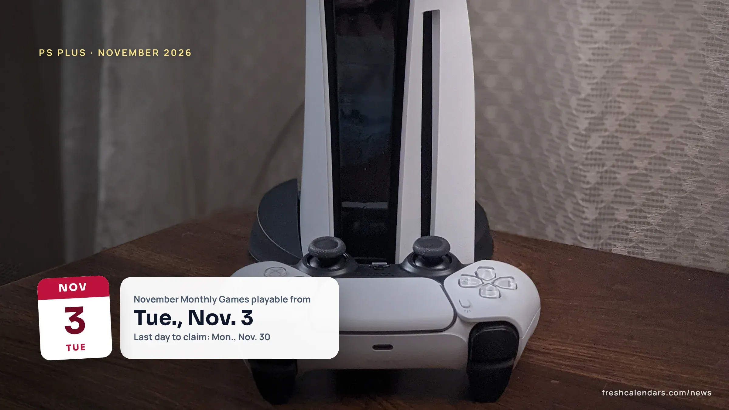 PlayStation Plus November 2026 Games: Dead Island 2, Tomb Raider IV–VI Remastered, Monster Train 2 PlayStation Plus November 2026 games: a white PlayStation 5 console with a DualSense controller in front of it