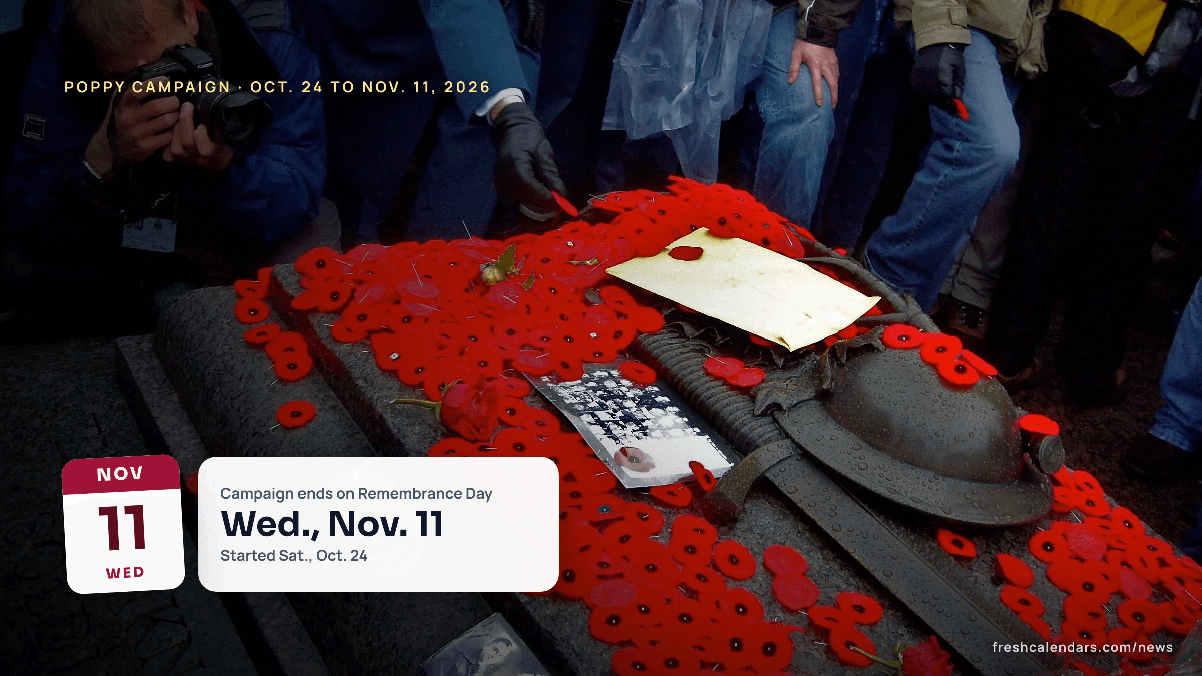 Red poppies left on the Tomb of the Unknown Soldier in Ottawa, the tradition behind the Poppy Campaign 2026