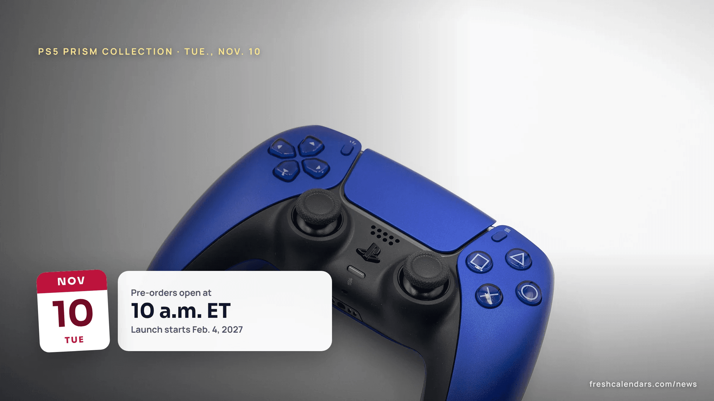 PS5 Prism Collection pre-order date: a DualSense controller, with Prism Collection pre-orders opening Nov. 10, 2026
