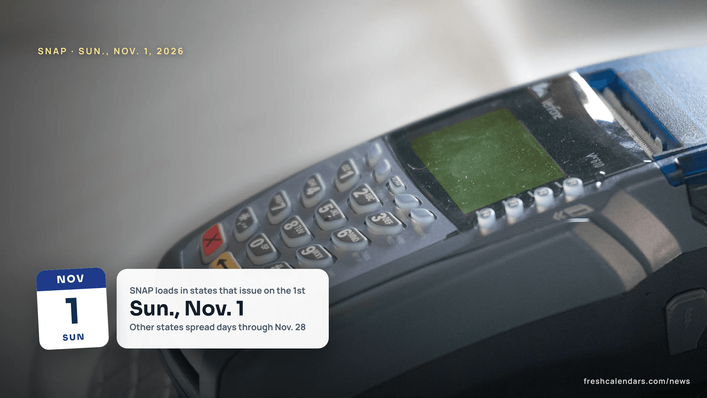 A 2012 USDA event launching wireless Electronic Benefit Transfer (EBT) at a Baltimore farmers market, for the SNAP payment schedule November 2026