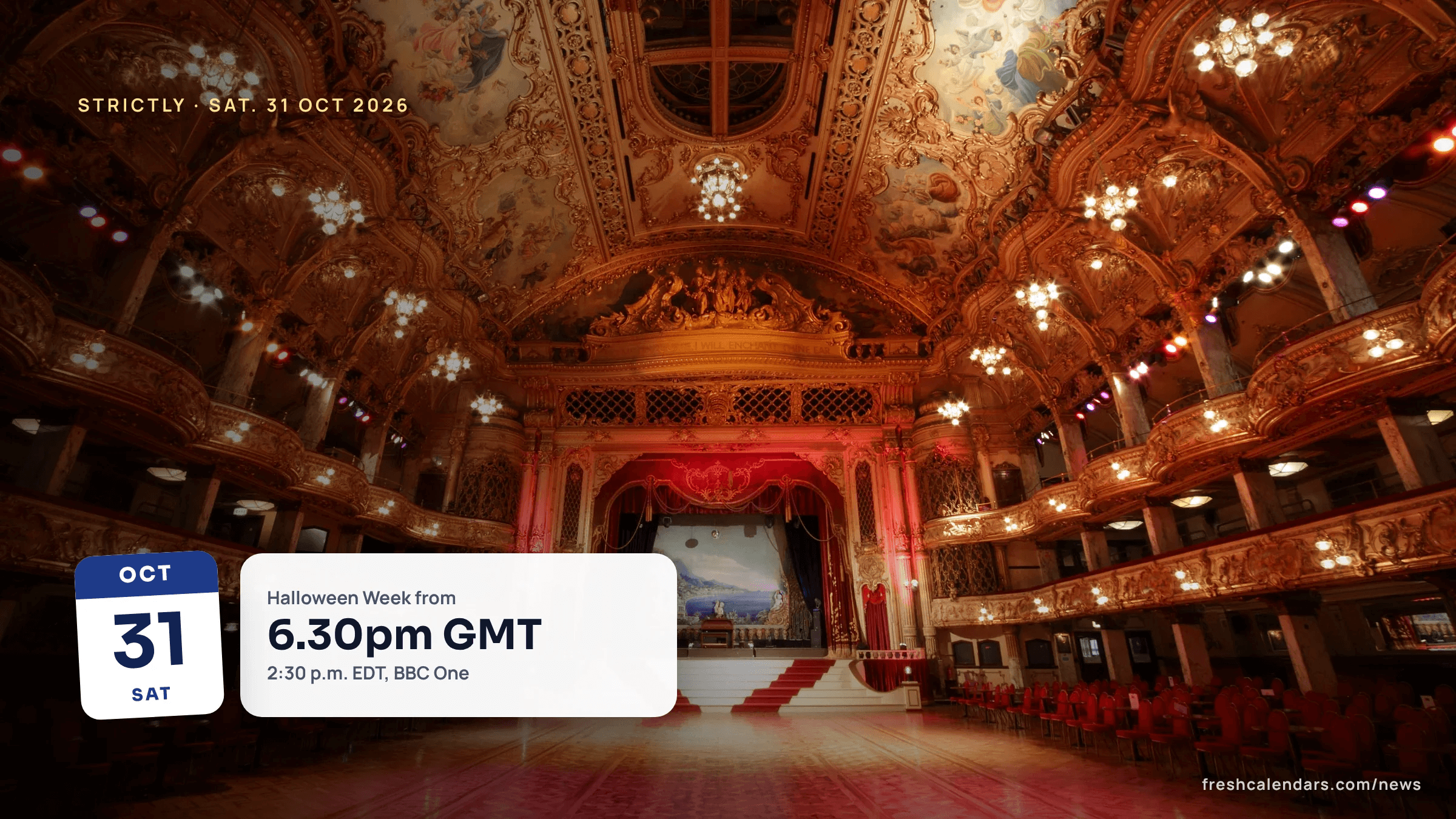 Blackpool Tower Ballroom, the venue of the Strictly Come Dancing Blackpool week on 21 November 2026, in a file photo