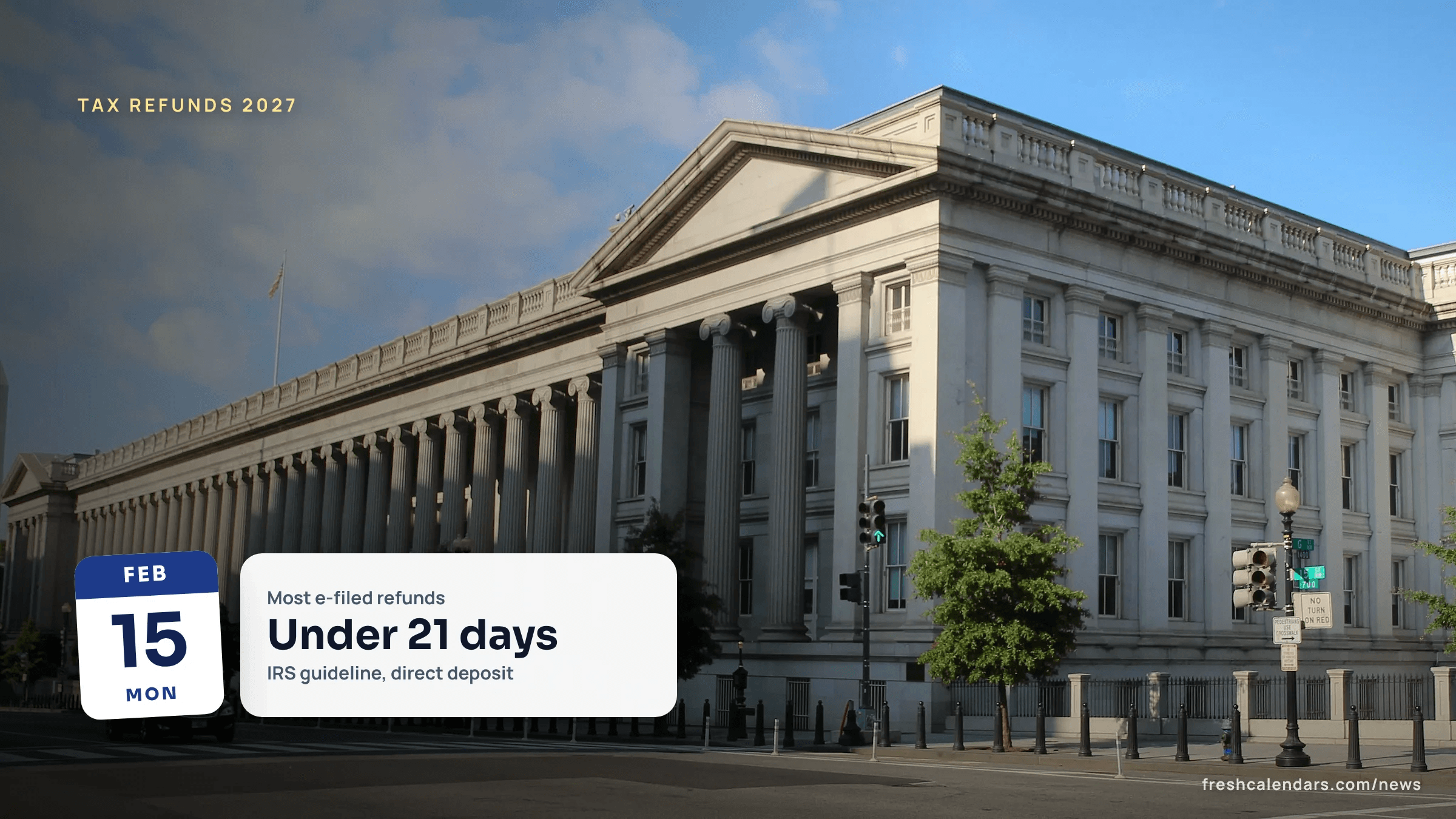 The U.S. Treasury Building in Washington, D.C., for a tax refund schedule 2027 story