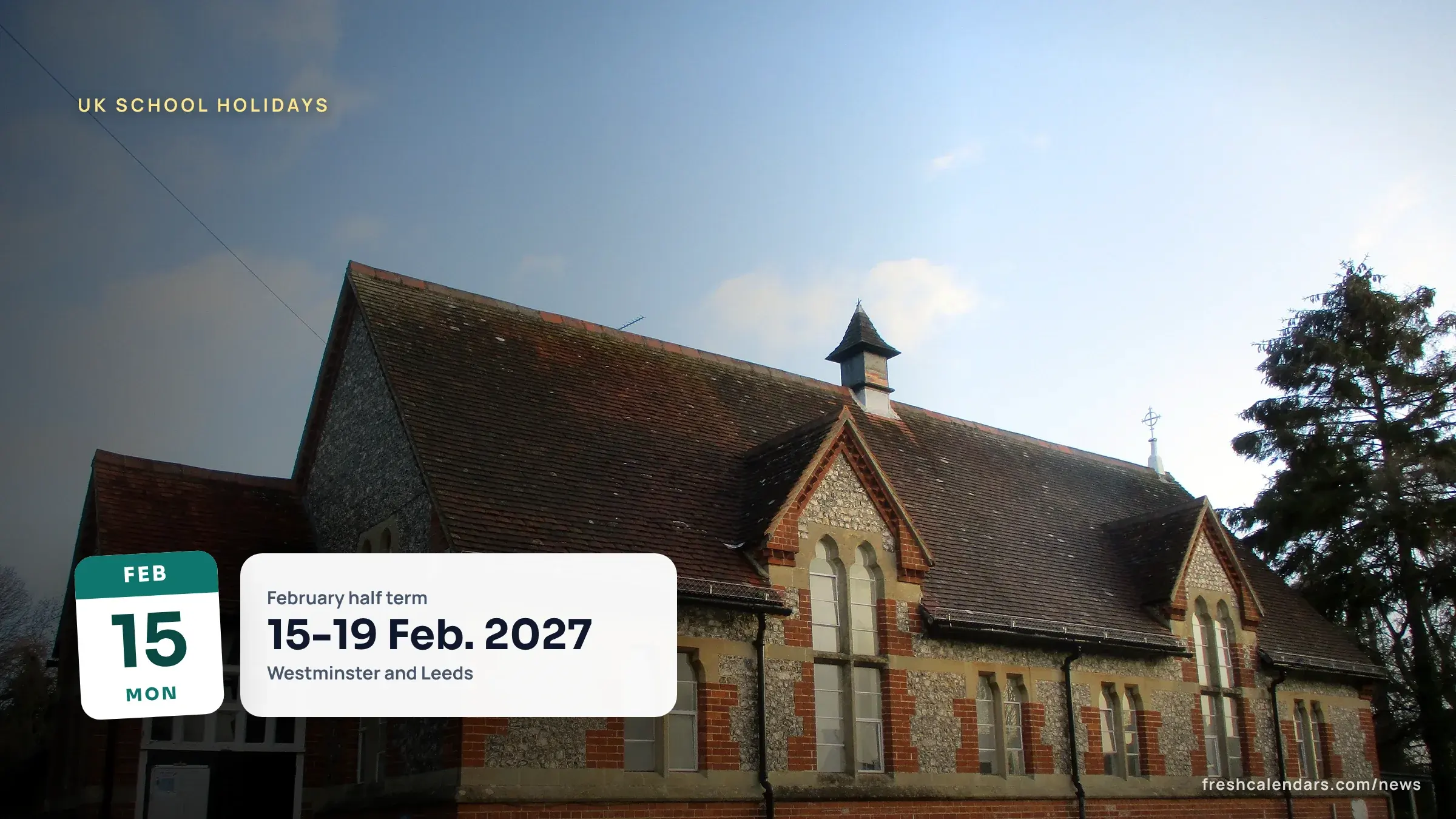 Shaw-cum-Donnington Church of England Primary School building, a file photo for UK school holidays 2027