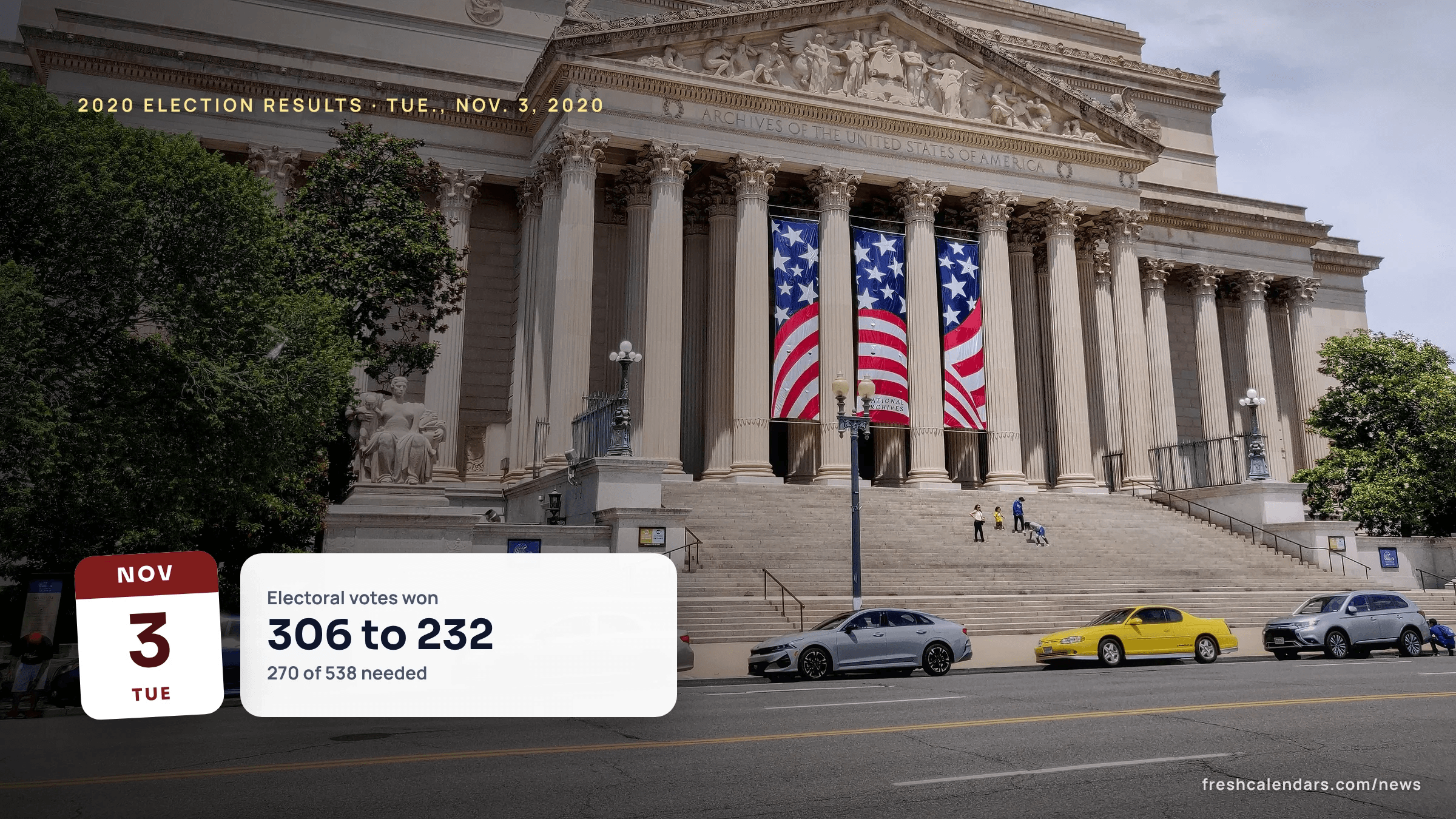 The National Archives Building in Washington, which keeps the 2020 presidential election Electoral College records