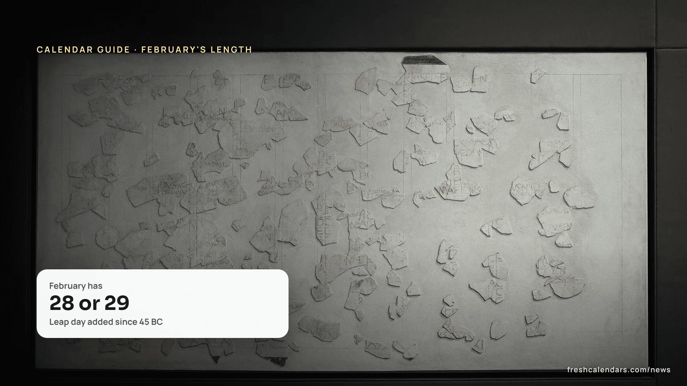 Main panel of the Fasti Antiates, a Roman calendar, relevant to why does February have 28 days