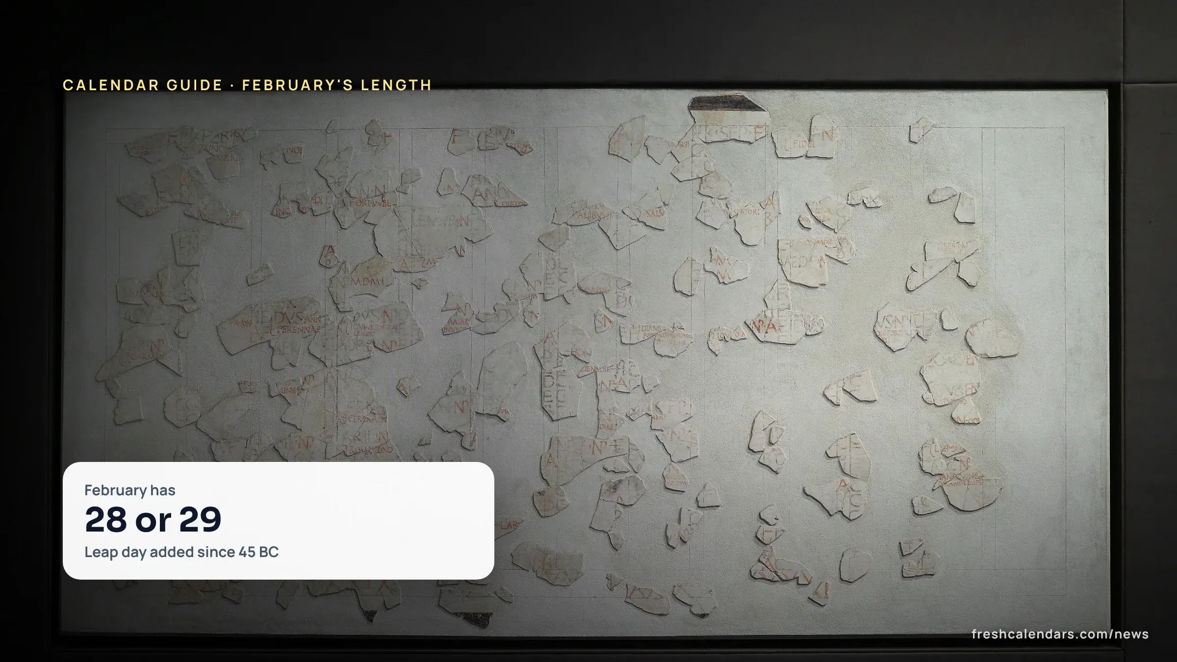 Main panel of the Fasti Antiates, a Roman calendar, relevant to why does February have 28 days